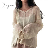 Ingvn - Lazy Style Full Sleeves Jumpers Tops Hollow Out Sexy Women Fashion Casual Streetwear Chic Femme Sweaters Pullovers