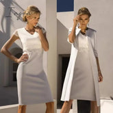 Ingvn - Mother of the Bride Dresses With Long Jacket Suit Sheath Knee length Short Wedding Guest Dresses Formal Gown vestido