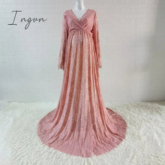 Ingvn - Boho Style Lace Maternity Dress For Photography Maternity Photography Outfit Maxi Gown Pregnancy Women Lace Long Dress