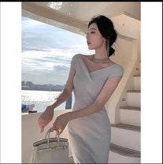 Elegant Bodycon Sleeveless Knitting Midi Dresses for Women Autumn New Evening Party Prom Robe Sexy Fashion Female Clothing