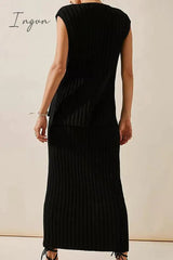 Ingvn - Sexy Simplicity Solid Draw String V Neck Sleeveless Two Pieces