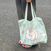 Ingvn High Capacity Women Shoulder Bag Fashion Korean Aesthetics Print Tote Bag Casual Versatile Scrawl Canvas Ladies Hand Bags