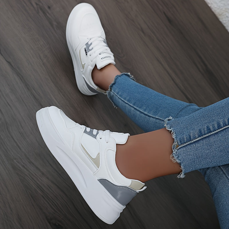 Spring Collection - Womens Fashion Sneakers - Stylishly Simple & Versatile - Non-slip Flat Sole for Outdoor Adventures - Comfortable Lace-up Design