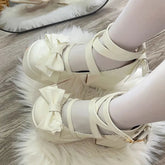 Spring Women Pumps Lolita Mary Jane Platform Chunky High Heel Ladies Sandals Female Sweet Bow-knot Round Toe Ankle Straps Shoes