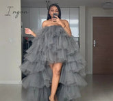Ingvn - Fashion Hi Low Puffy Tiered Tulle Women Drsee Plus SizeTo Party Dresse Pretty Tulle Dressing Royal Blue Tutu Women Orchid Dress