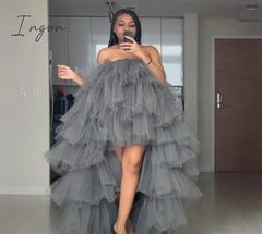 Ingvn - Fashion Hi Low Puffy Tiered Tulle Women Drsee Plus SizeTo Party Dresse Pretty Tulle Dressing Royal Blue Tutu Women Orchid Dress