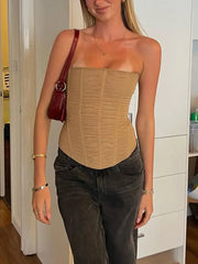 Mesh Backless Summer Vest Female Elegant Luxury Patchwork Strapless Solid Slim Streetwear Inner Sexy Y2k Tank Top Women's