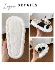 Ingvn - Women's Slippers Summer Four Seasons Indoor Home Sandals and Slippers Cute Cartoon Milk Cow House Slippers Funny Shoes