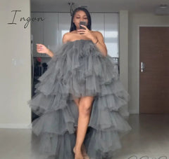 Ingvn - Fashion Hi Low Puffy Tiered Tulle Women Drsee Plus SizeTo Party Dresse Pretty Tulle Dressing Royal Blue Tutu Women Orchid Dress