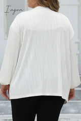 Ingvn - Casual Solid Cardigan Plus Size Overcoat