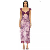 Summer New Lace Backless Shoulder Strap Stitching Vented Color Long dress Women's Clothing