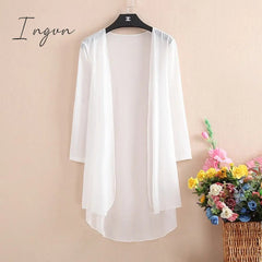 Ingvn - Women's Cardigans Outdoor Street Dailywear Spring Fall Long Cardigans Regular Fit Breathable Lightweight Simple Casual Cardigans Long Sleeve Solid Color Pure Color Slim Fit Black White Wine