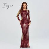 Ingvn - Hot Sale O-neck Long-Sleeve Shinning Sequins Evening Dresses Sexy Backless Mermaid Party Gowns Maxi Elegant Multi Female Robes vestidos