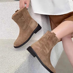 Ingvn Autumn Winter Women Western Cowgirl Boots Fashion Elegant Slip On Shoes Low Heel Laides Knight Short Booties