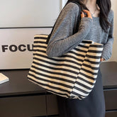 Ingvn Commuter Bag Women Fashion Large-capacity Handbag Bag Student Striped New Niche Zebra Canvas One-shoulder Mommy Tote Bags