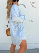 Full Size Button-Front Long Sleeve Denim Shirt Dress Plus Size