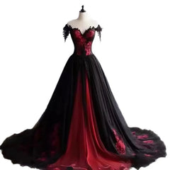 Burgundy Lace Sweetheart Prom Evening Dresses A-Line Lace up back Backless Party gown