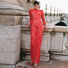 women's clothing summer new hot selling sexy hollow lace pattern perspective slim long dress female
