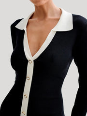 Ruffled Bow Knit Mini Dress Women's Summer Backless Contrast Cardigan Lace-Up Elegant Dress Female Knitwear Bandage Dress