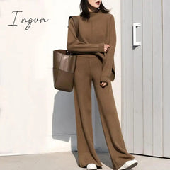 Ingvn - Yedinas Two Piece Set Top And Pants Winter Korean Womens Tracksuit Set Knitted Casual 2 Piece Sets Clothes Womens Outfits