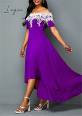 Ingvn - Plus size 5xl one-shoulder lace lace irregular dress female slim backless dress sexy elegant Ol party dress casual summer dress
