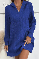 Ingvn - Casual Solid Patchwork V Neck A Line Dresses