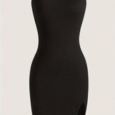 Chic Solid Split Hem Tube Dress - Flattering Strapless & Sleeveless Style - Perfect for Spring & Summer - Fashionable Womens Wardrobe Staple
