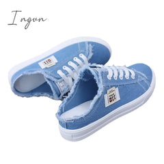 Ingvn - New 2024 Spring Summer Women Canvas Shoes flat sneakers women casual shoes low upper lace up white shoes