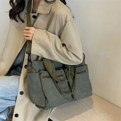 Ingvn Large Capacity Corduroy Women Tote Bag Classic Korea Style Elegant Shoulder Bag Traveling Multilayer Thick Classy Crossbody Bag
