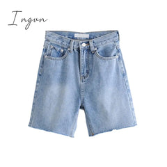 Ingvn - High Waist Slim Denim Shorts Bermuda Plus Size Woman New Fashion Tassel Tight Five-point Denim Shorts Washed Sexy Female summer