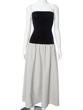 Ingvn Woman Clothing Vintage Strapless Print Patchwork A-line Holiday Dress Female Sexy Sleeveless Black Long Party Evening Dresses