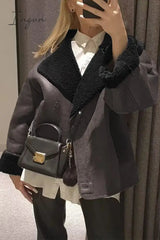 Ingvn - Casual Street Solid Patchwork Turndown Collar Outerwear