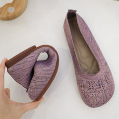 Ballet Flats Women Casual Shoes Flat Heel Hollow-out Loafers Round Toe Knits Moccasins Espadrille Shoes