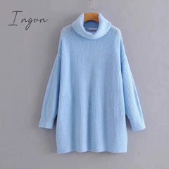 Ingvn - Women Oversize Basic Knitted Turtleneck Sweater Female Solid Turtleneck Collar Pullovers Warm New Arrival