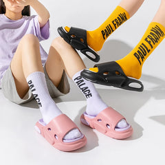 Ingvn Fashion Mix Color Unisex Outdoor Slippers Summer Eva Thick Sole Beach Slides Woman Non Slip Flip-Flops Couple Home Shoes