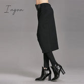 Ingvn - Spring Autumn Women Pants High Stretch Black Fake Two Pieces Pencil Skirt Pants Female Fashion Trousers Streetwear WP24