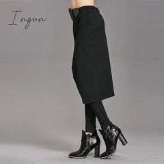 Ingvn - Spring Autumn Women Pants High Stretch Black Fake Two Pieces Pencil Skirt Pants Female Fashion Trousers Streetwear WP24