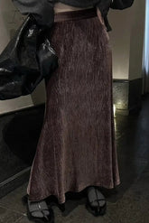 Ingvn - Elegant Solid Fold High Waist Solid Color Bottoms