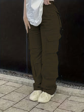 Vintage High Waist Denim Cargo Pants for Women | Breathable & Comfort-Fit with Pockets | Casual Chic, Machine-Washable Jeans