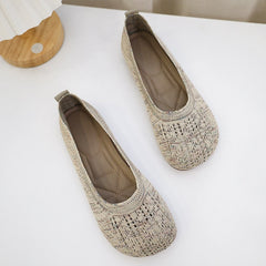 Ballet Flats Women Casual Shoes Flat Heel Hollow-out Loafers Round Toe Knits Moccasins Espadrille Shoes