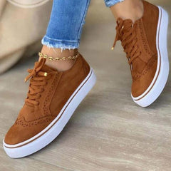 INGVN Women's Sneakers Lace Up Ladies Flat Shoes for Women 2026 Autumn Vulcanized Shoes Comfort Fashion Woman Flats Shallow New