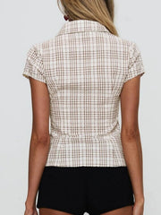 Plaid Short Sleeve Button-Up Shirt
