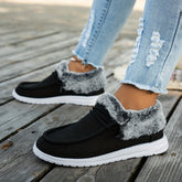Cozy Chic Slip-On Sneakers - Ultra-Soft Plush Lining, Round Toe, Breathable Solid Color Fabric Upper, EVA Sole for Non-Slip Comfort, Hand Washable, Suitable for All Seasons, Perfect for Casual Daily Wear
