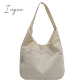 Ingvn - Canvas Shoulder Women's Tote Bag Corduroy Simple Casual Large Capacity Designer Handbags For Women Travel Solid Shopper Bag