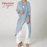 Ingvn - Plus Size Women Tops and Blouse Autumn Vintage Long Blouses Casual Cowl Neck Long Sleeve Asymmetric Party Blusas 5XL
