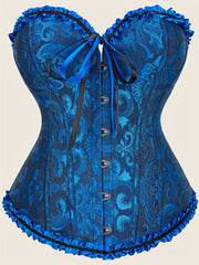 Ravishing Ruffle Strapless Corset Bustier - Sculpting Tummy Control, Lace-Up Jacquard Body Shaping, Adjustable Hooks, Comfortable Women's Lingerie & Shapewear for Hourglass Figure