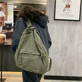 Ingvn Vintage Backpack for Women Canvas Women Rucksack Zipper Casual Medium-Capacity Preppy Style Female Bag