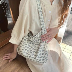 Ingvn With Silk Ribbon Shoulder Bag Fashion Floral Large Capacity Women Bag Shopper Tote Bags Women