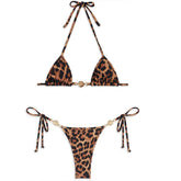 Sexy Printed Bikini 2025 Women Swimsuit Push Up Swimwear Female Bandeau Biquini Halter Bathing Suit Summer Bodysuit Beachwear