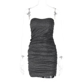 Pphmm pop culture dress to impress Style Women's Spring New Fashion Sexy V-neck Tube Top Backless Pleated Dress